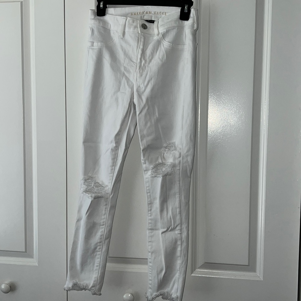 american eagle white jeans, high rise - stretchy